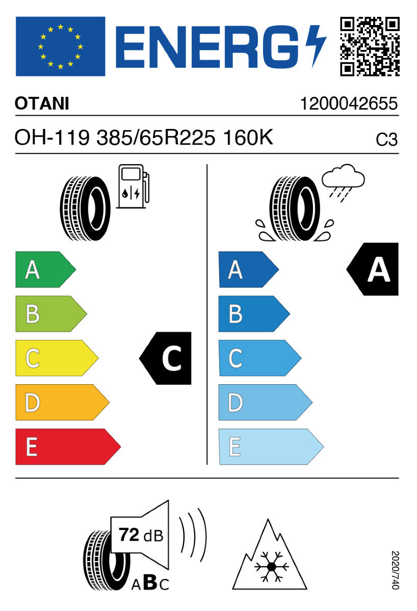 OTANI OH119 385/65R22.5 160K C,A,B, 72dB TRAILER / 360€