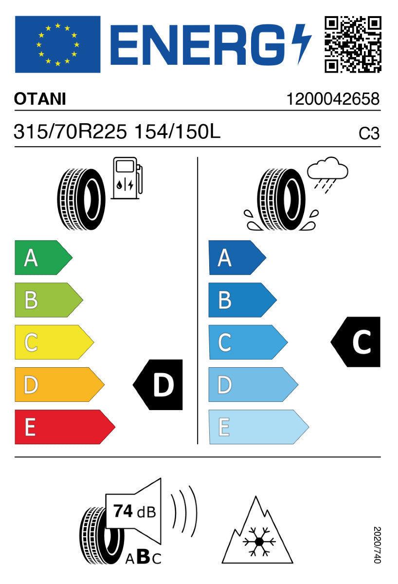 OTANI OH320 315/70R22.5 154/150L - D,C,B, 74dB ANTRIEBSACHSE / 340€
